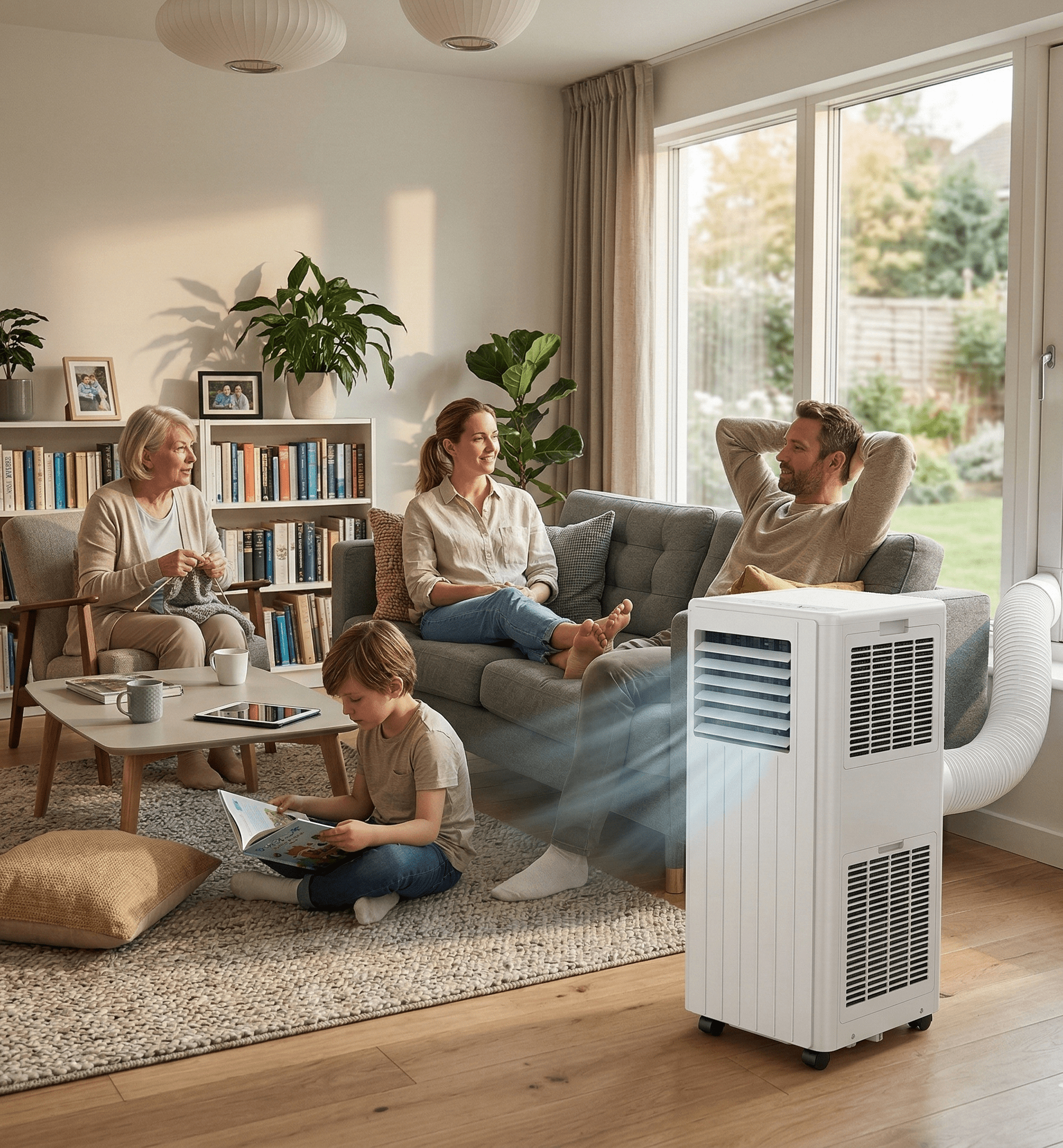 Climatiseur Portable 9000 BTU avec Tuyau d’Évacuation – Climatisation Mobile 3 en 1 : Refroidissement, Ventilateur et Déshumidificateur - HomeAirPro