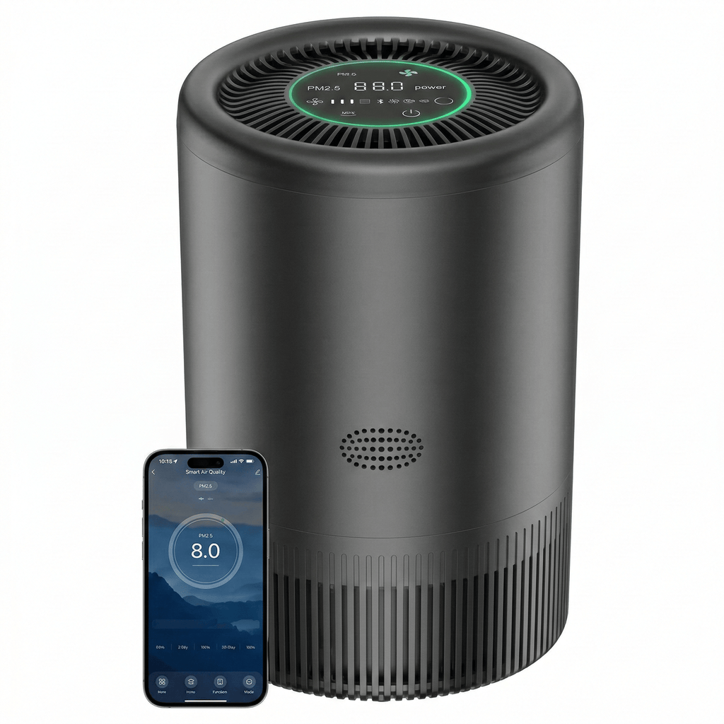 Purificateur d’Air HEPA Intelligent WiFi avec Capteur PM2.5 – Compatible Alexa & Application – Anti Allergies, Poussière et Poils d’Animaux - HomeAirPro