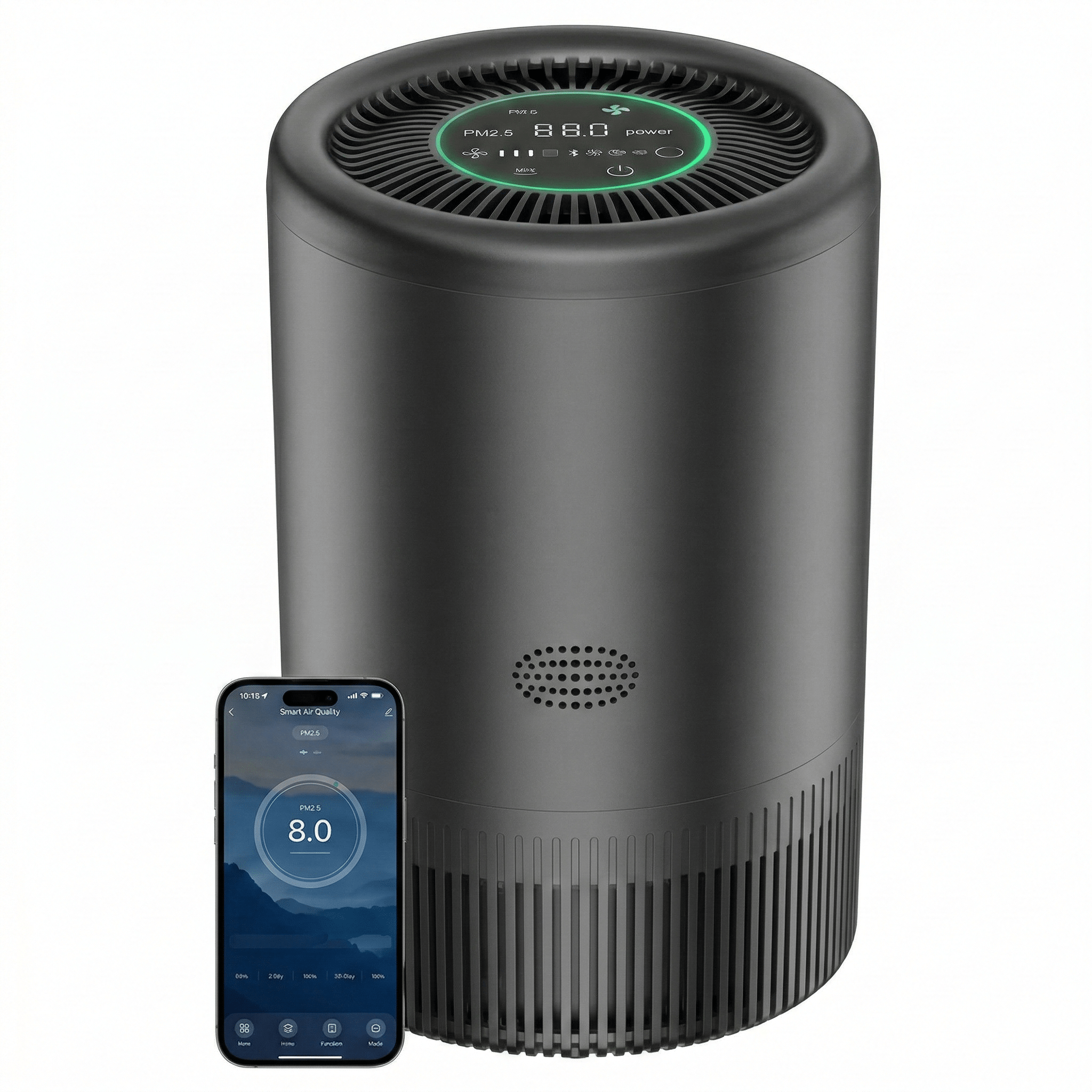Purificateur d’Air HEPA Intelligent WiFi avec Capteur PM2.5 – Compatible Alexa & Application – Anti Allergies, Poussière et Poils d’Animaux - HomeAirPro