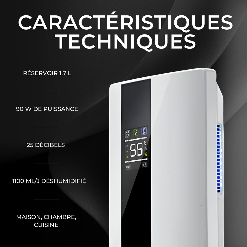 Déshumidificateur d’air domestique avec réservoir – Usage intérieur - HomeAirPro
